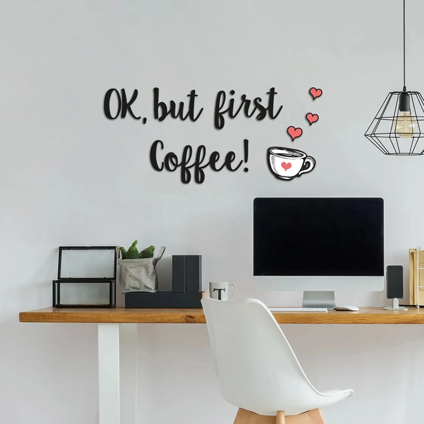 Adesivo da parete But First Coffee in gomma 31x31 cm