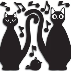 Adesivo decorativo in gomma Cat Silhouette 31x31 cm