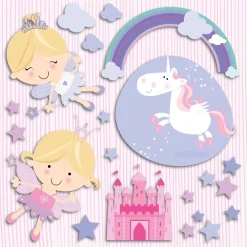 Adesivo decorativo per parete 3D Happy Fairies 31x31 cm