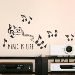 Adesivo decorativo per parete Music 2 fogli 15x31 cm