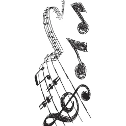 Adesivo decorativo per parete Music 2 fogli 15x31 cm