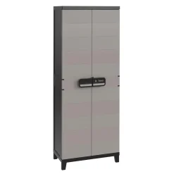 Armadio da esterno alto 3 ripiani e portascope in plastica 66x40xH172 cm