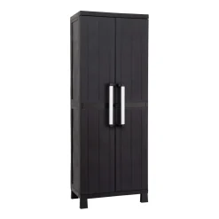 Armadio portascope 2 ante vano porta-attrezzi plastica Garage 65x37x173 cm nero