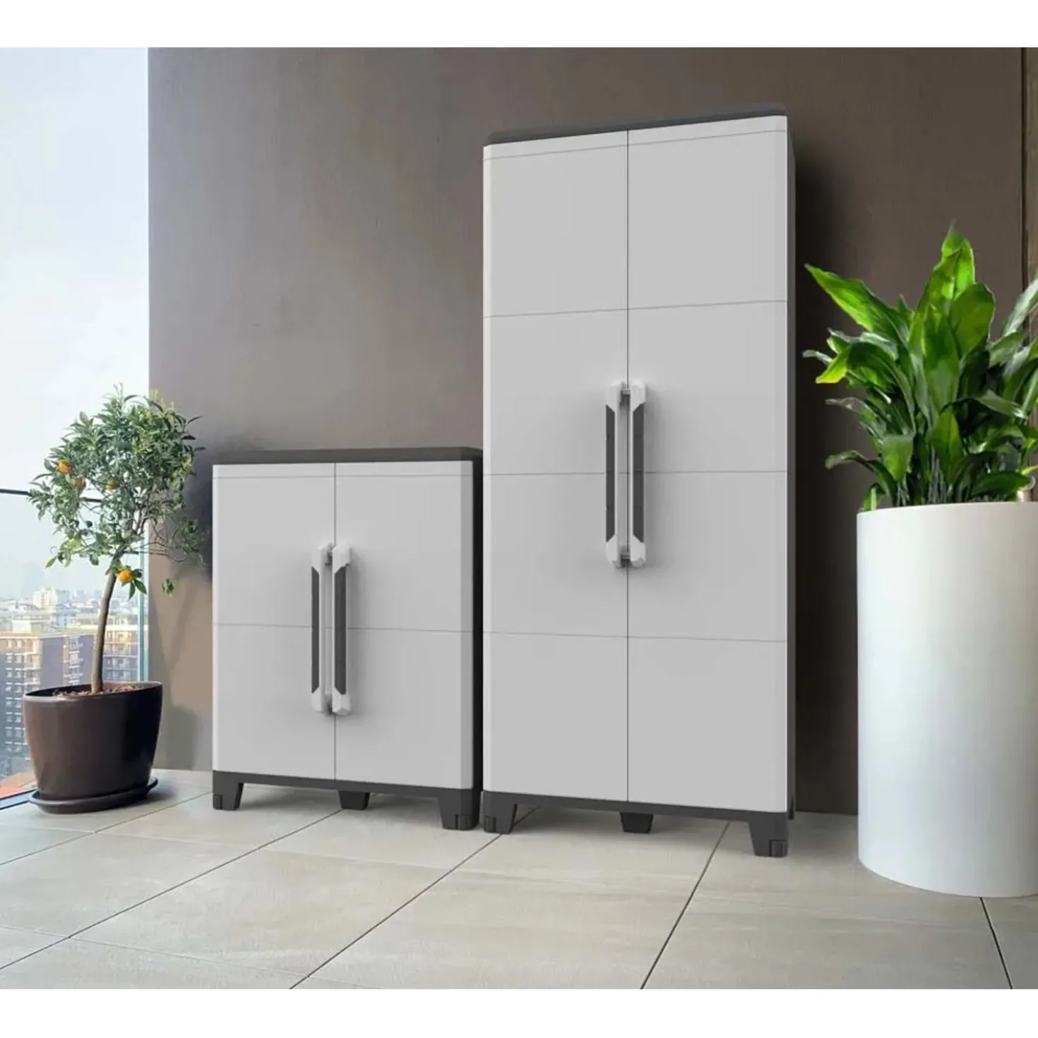 Armadio Terry a 2 ante con 1 ripiano modulabile grigio