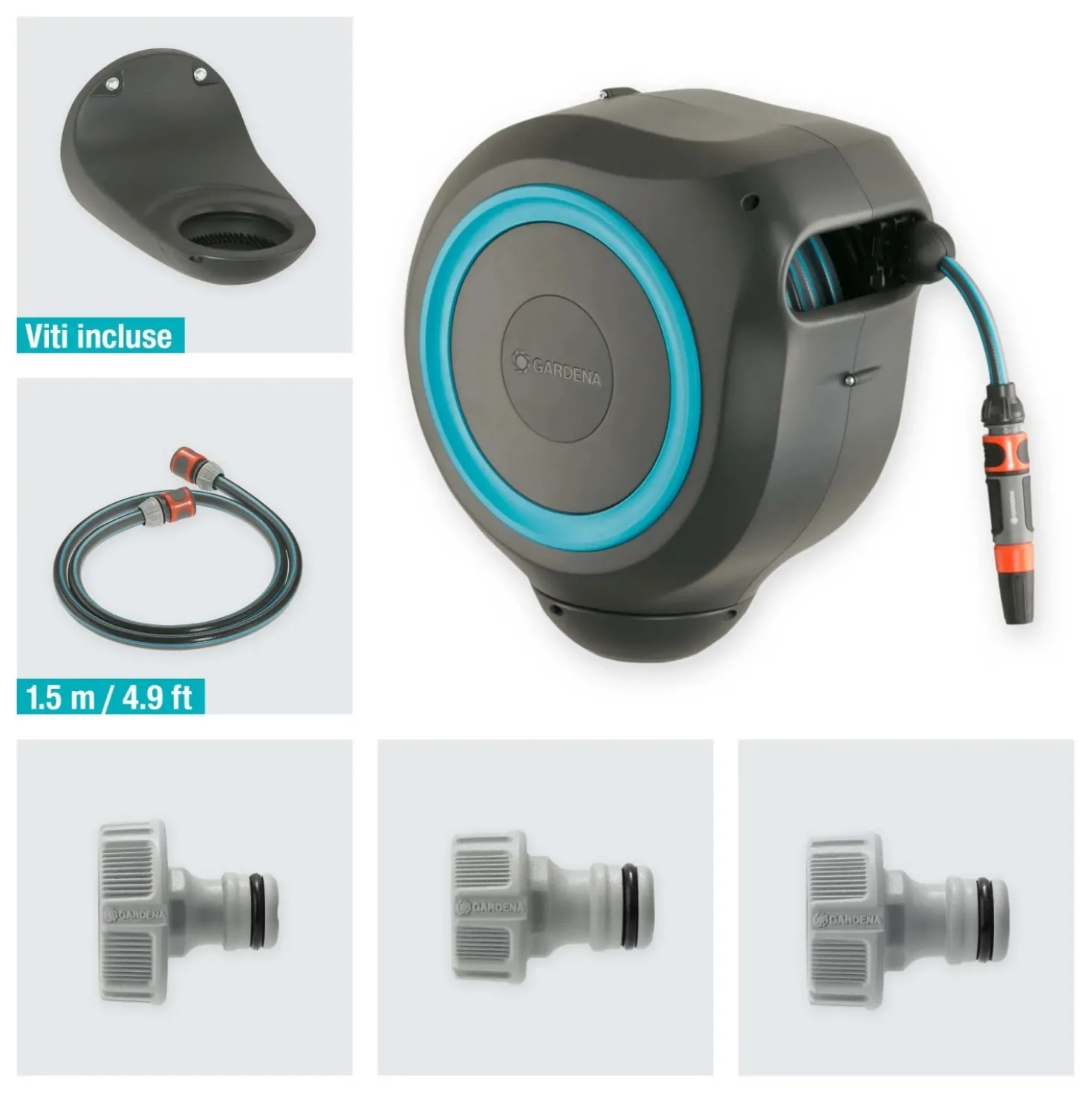 Avvolgitubo da parete automatico Rollup M Gardena tubo da 20 m Ø 11 mm