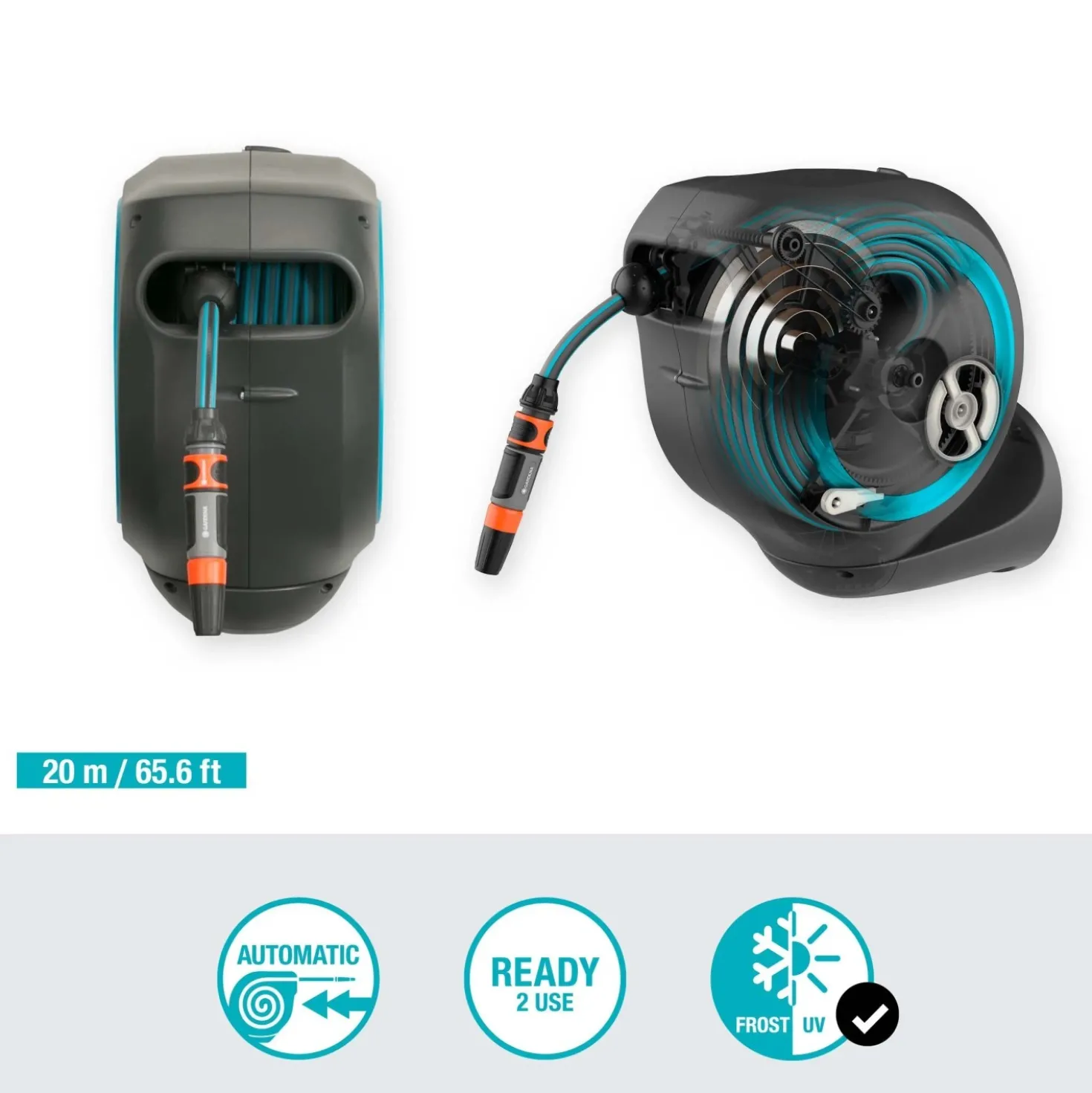 Avvolgitubo da parete automatico Rollup M Gardena tubo da 20 m Ø 11 mm