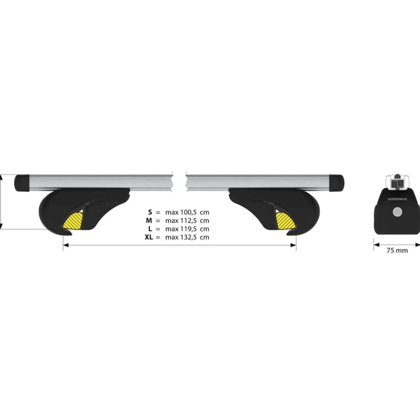 Barre portatutto in alluminio Helio Rail Evos RA M 120 cm