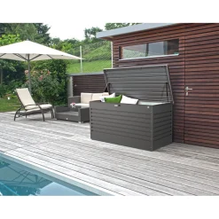 Baule da esterno Biohort 159x79x83 cm grigio scuro metallizzato