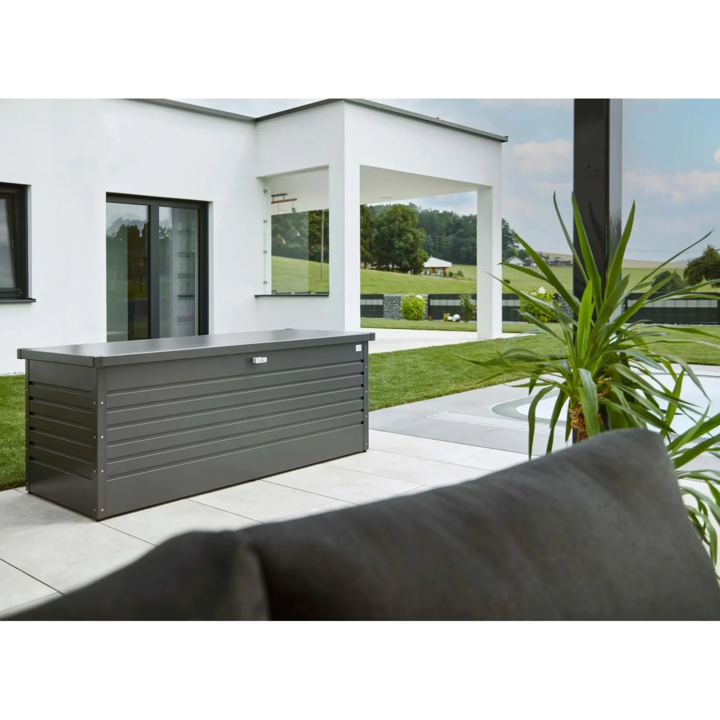 Baule da esterno Biohort 181x79x71 cm grigio scuro metallizzato
