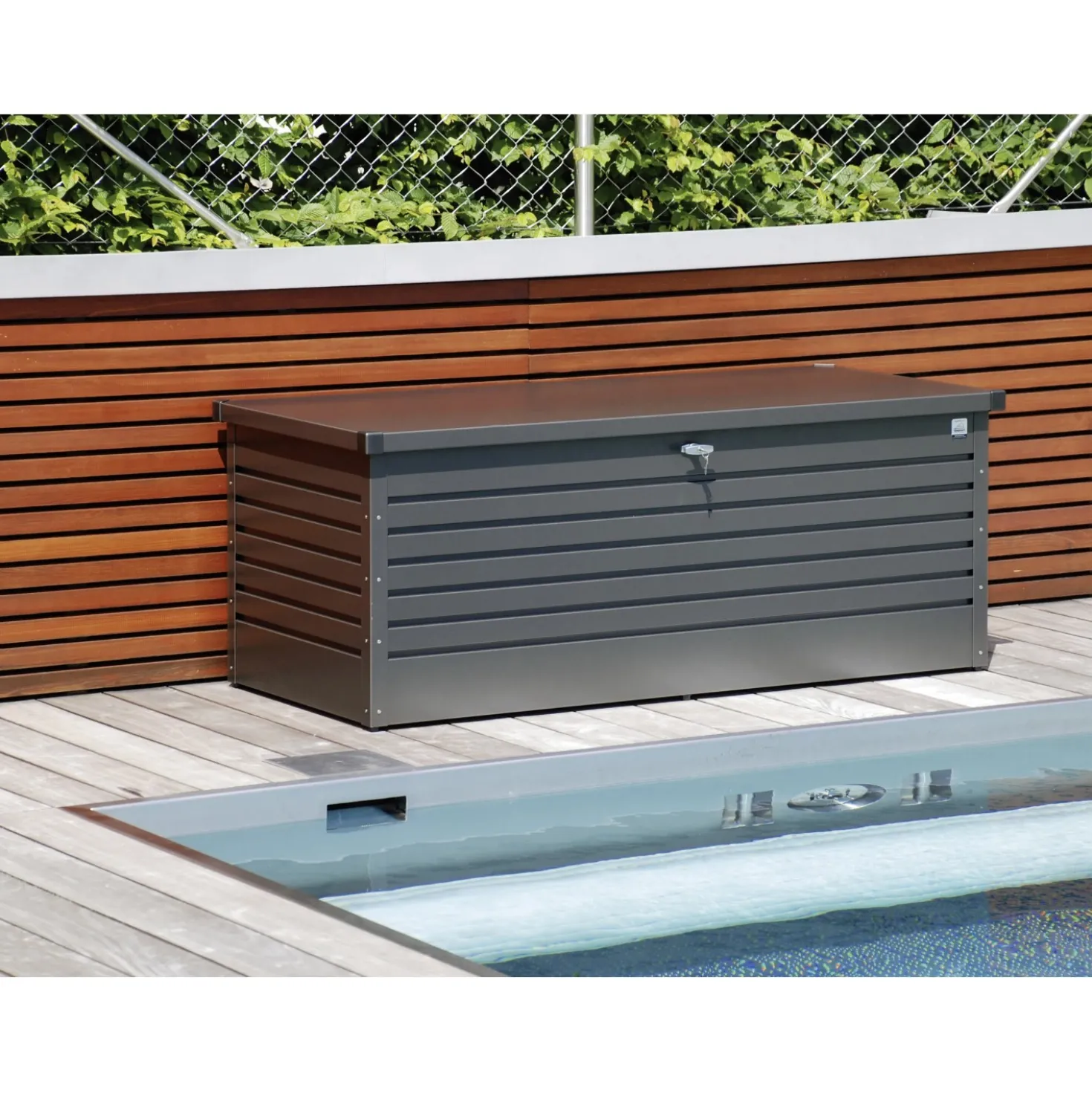 Baule da esterno Biohort 201x79x83 cm grigio metallizzato