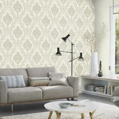 Carta da parati decorativa damasco beige
