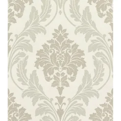 Carta da parati decorativa damasco beige