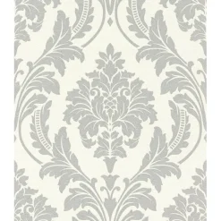 Carta da parati decorativa damasco grigio