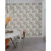 Carta da parati decorativa foglie grigio-beige