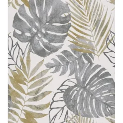Carta da parati decorativa foglie grigio-beige