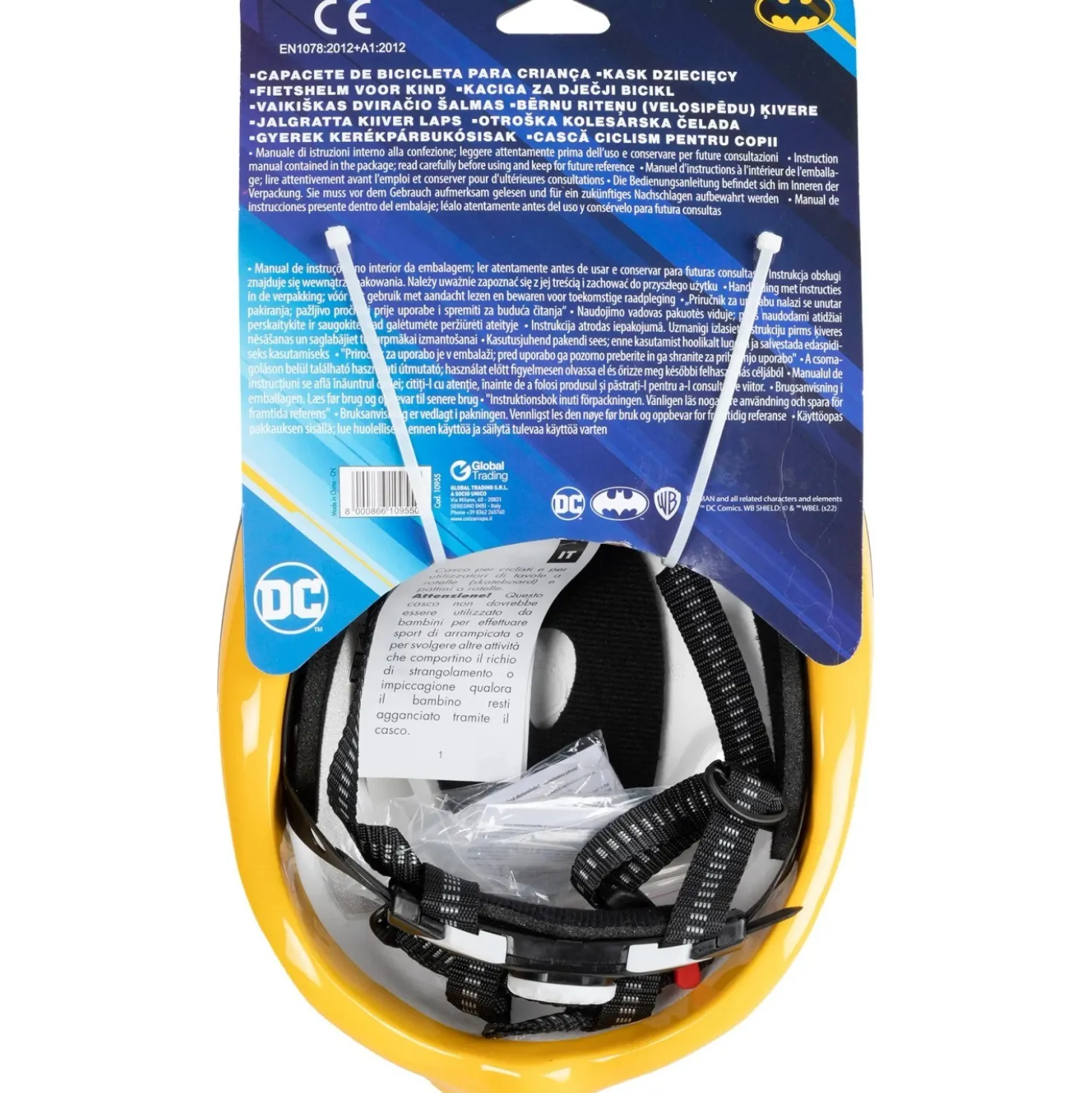 Caschetto bici Batman taglia M nero e giallo
