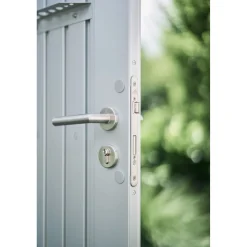 Casetta da giardino Biohort AvantGarde sp 0,5 mm 180x380x222 cm argento 2 batt.