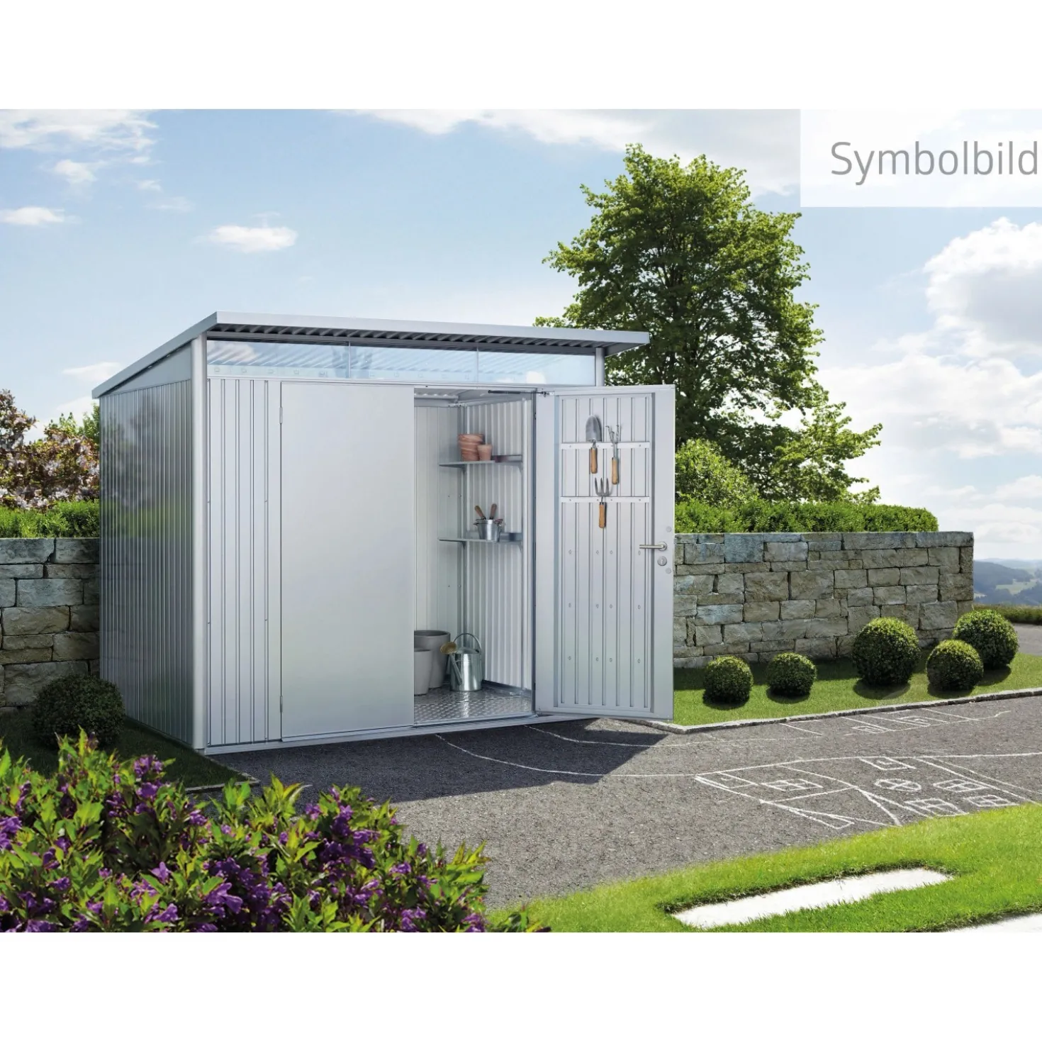 Casetta da giardino Biohort AvantGarde sp 0,5 mm 180x380x222 cm argento standard