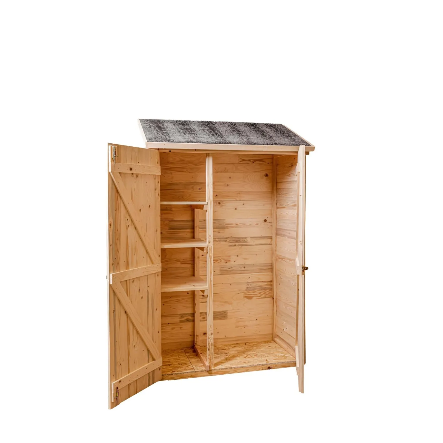Casetta da giardino in legno a pannelli sp 16 mm H206xL132xP65 cm