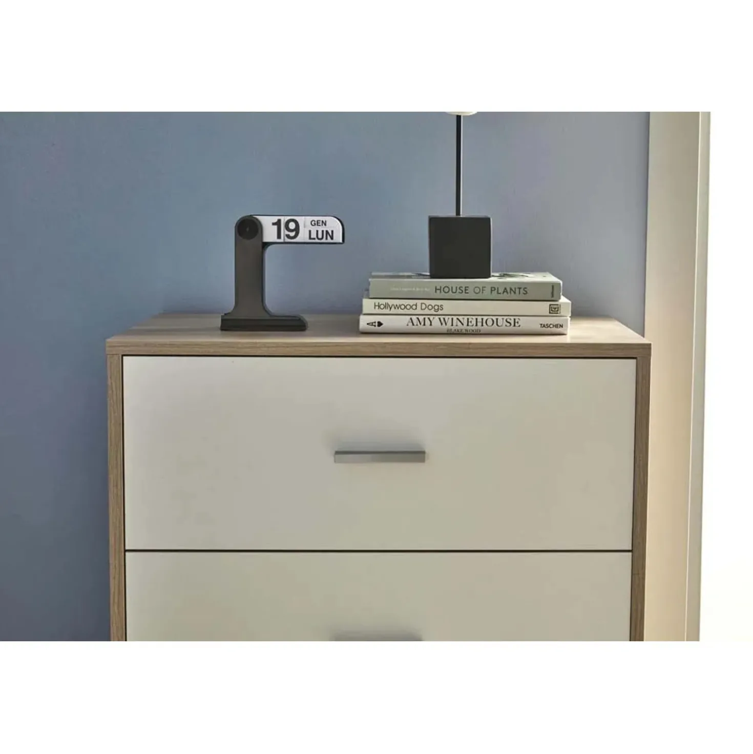 Cassettiera in kit 4 cassetti Sarmog 112x70x41 cm olmo/bianco