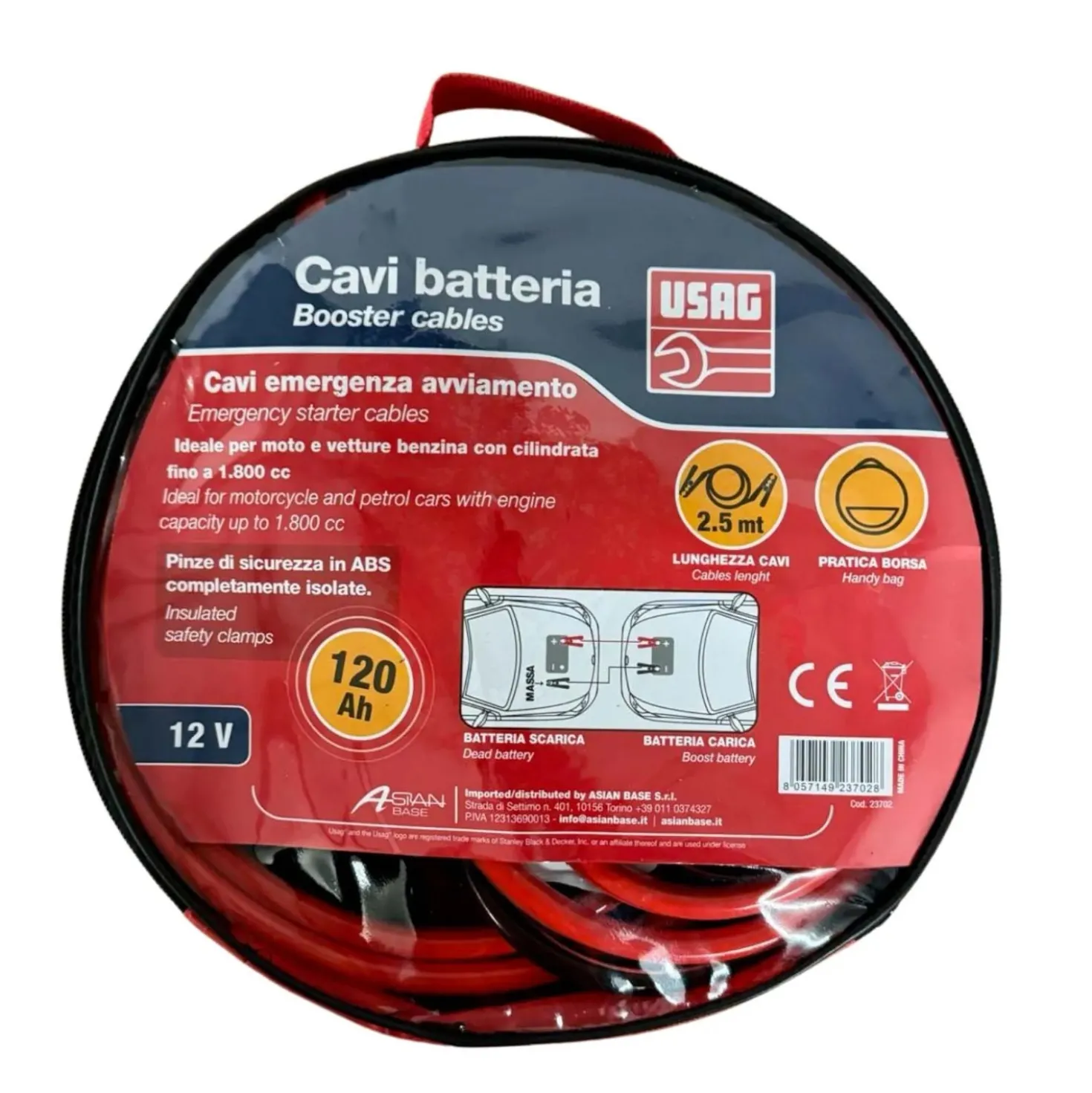 Cavi batteria auto Usag 120 A 2,5 M