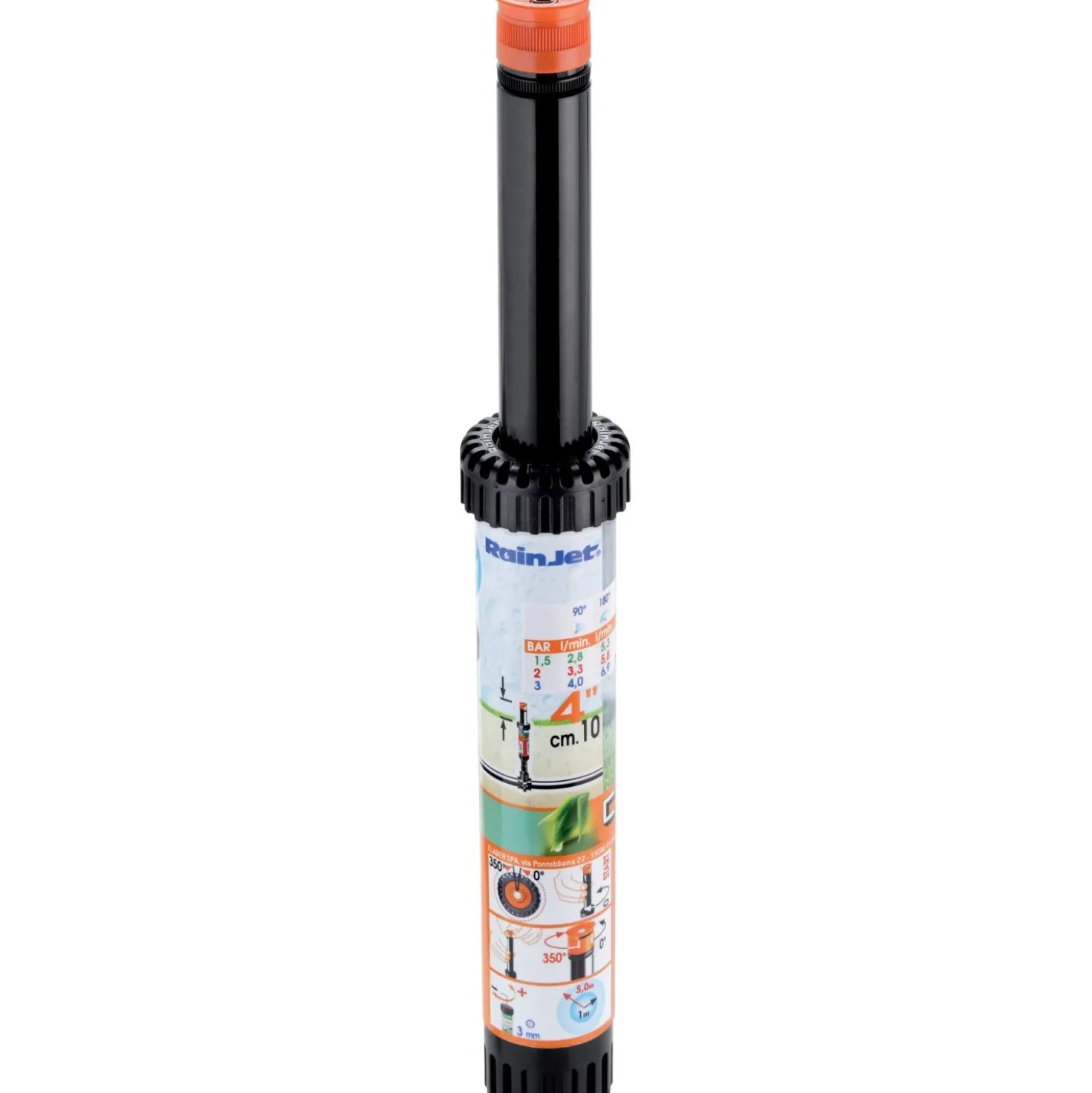 Claber irrigatore Pop-up regolabile 0°-350° alzo 10 cm (4")