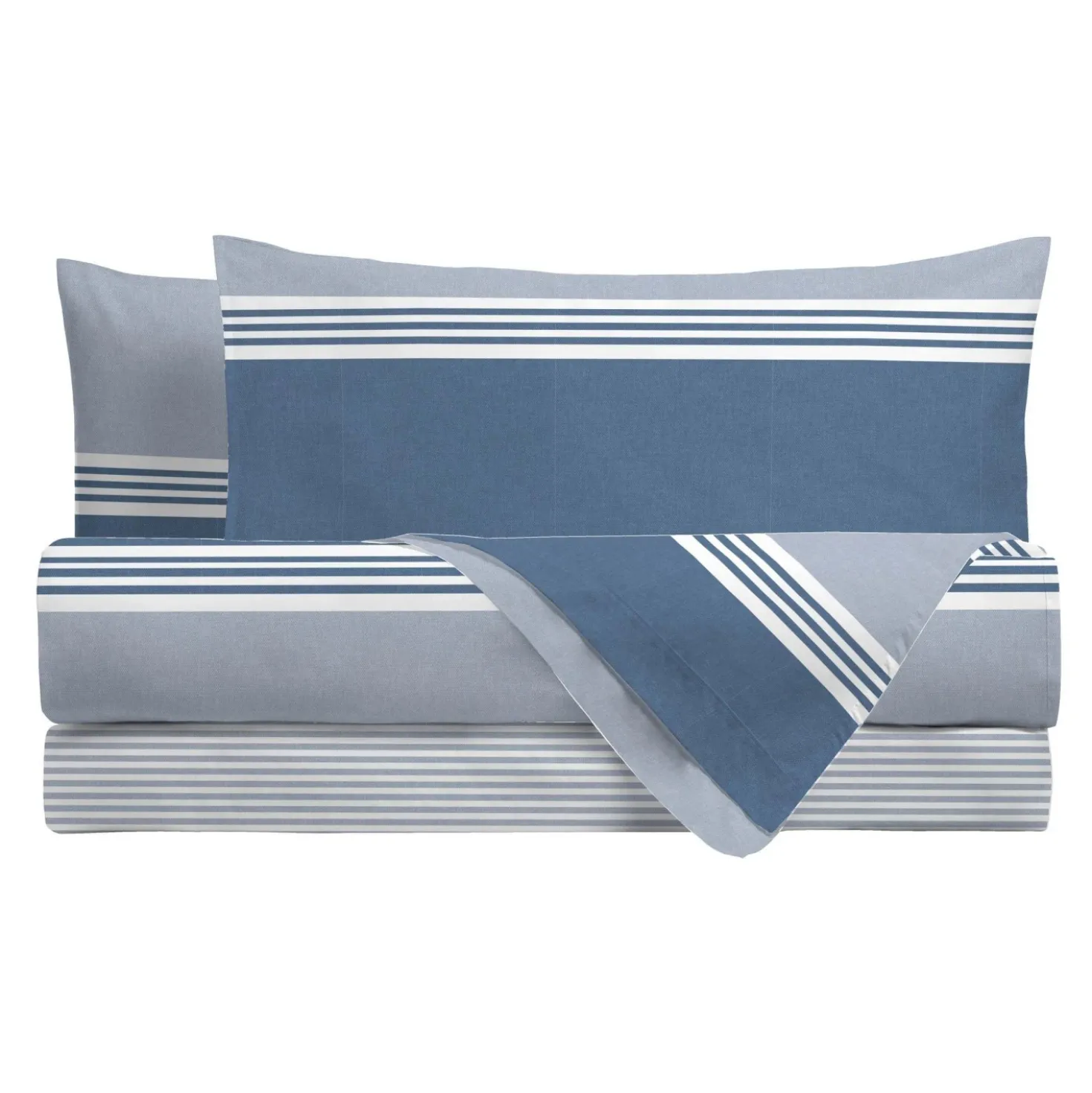 Completo letto singolo stampato geometrico azzurro