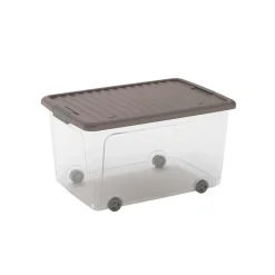 Contenitore W Box L 50 l Trasparente/Tortora 56,5x39x31,5H cm