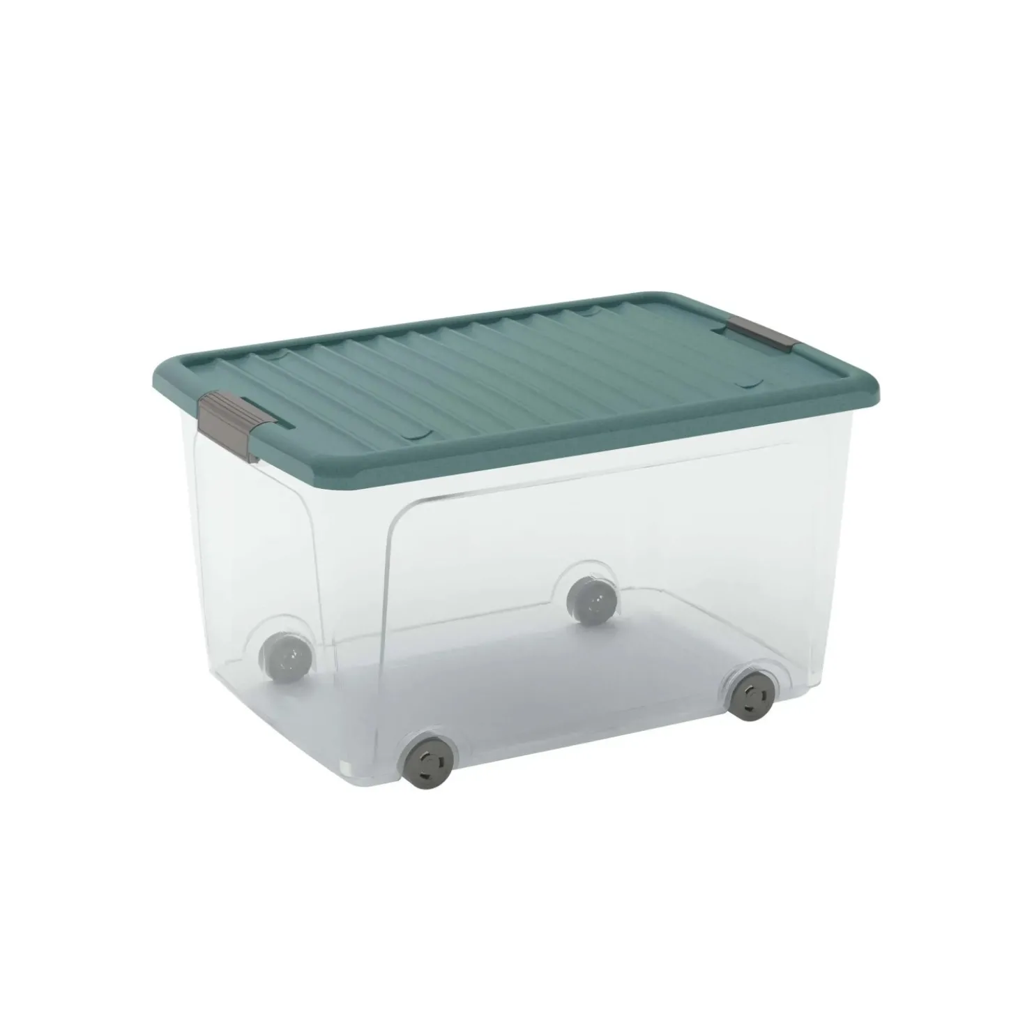 Contenitore W Box L 50 l Trasparente/Verde Acqua 56,5x39x31,5H cm