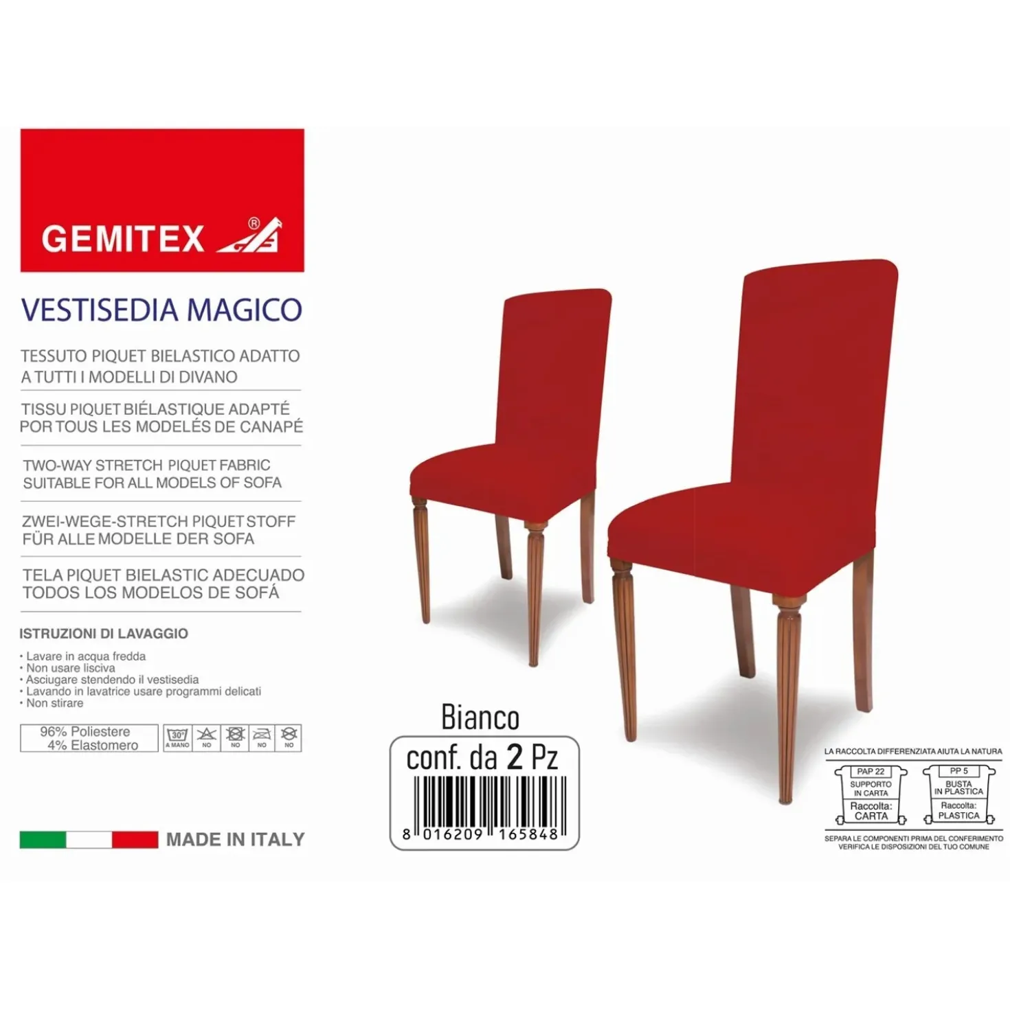 Coprisedia in tessuto bielastico Magico bianco 2 pz
