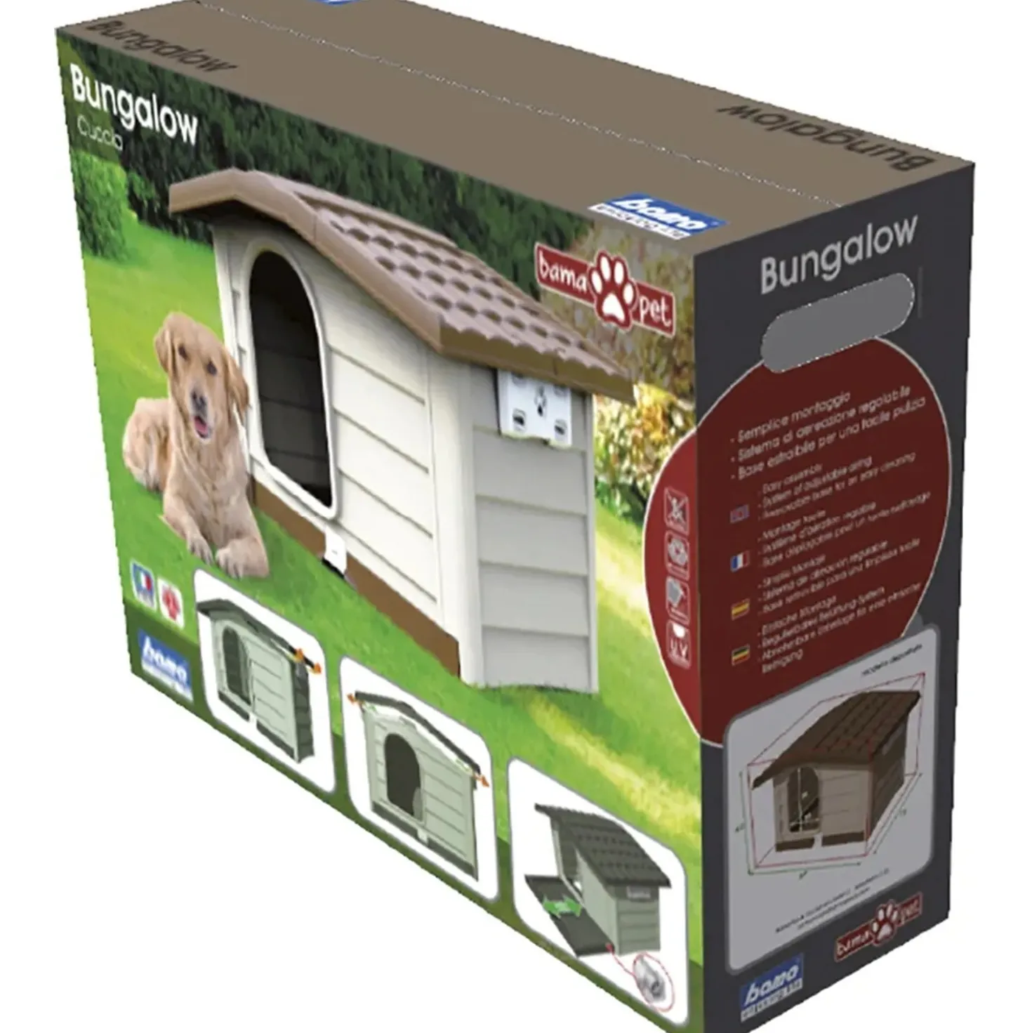 Cuccia per cani in plastica Bungalow Medium beige 89x75x62 cm