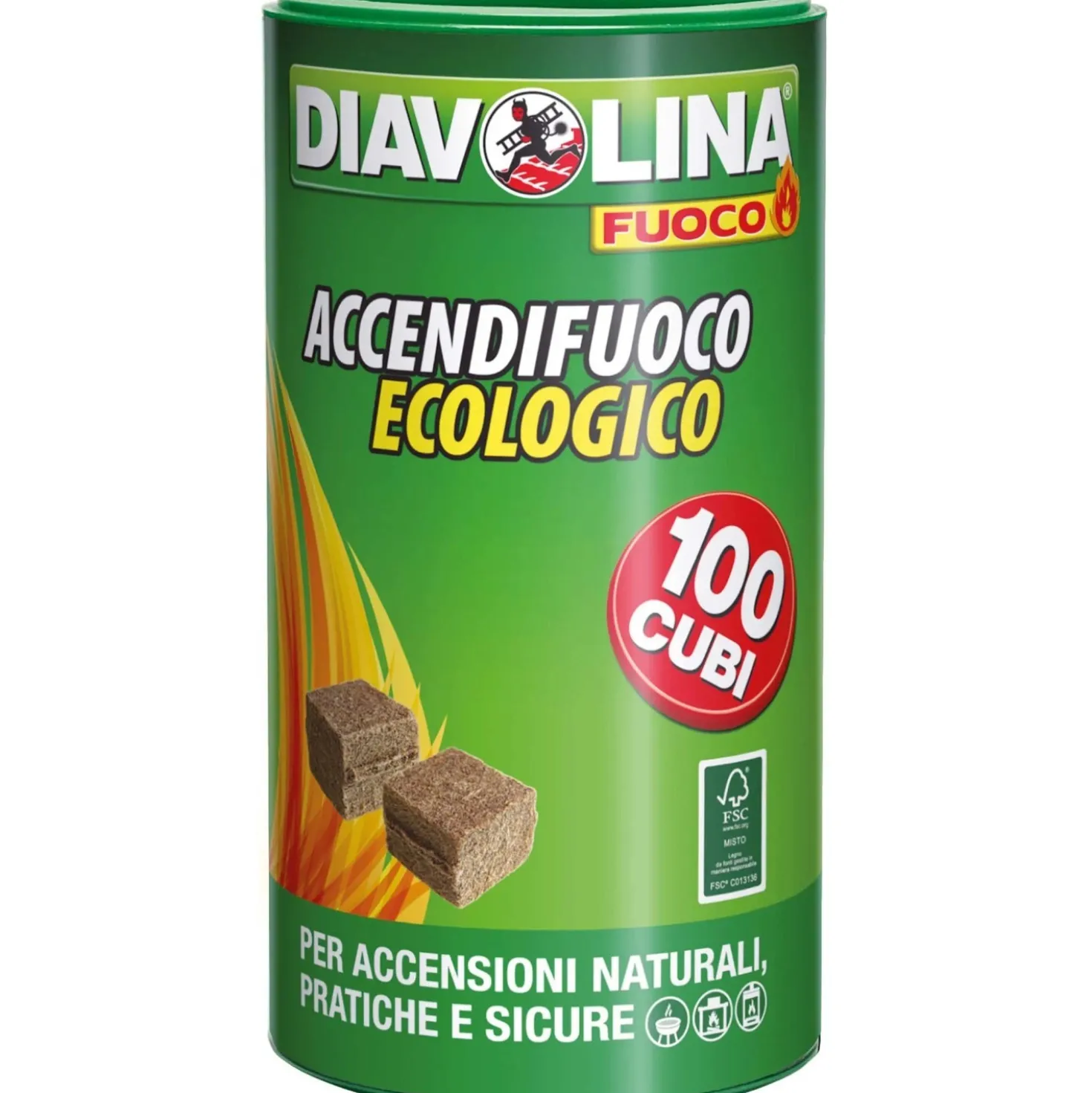 Diavolina Accendifuoco Ecologico 100 cubi