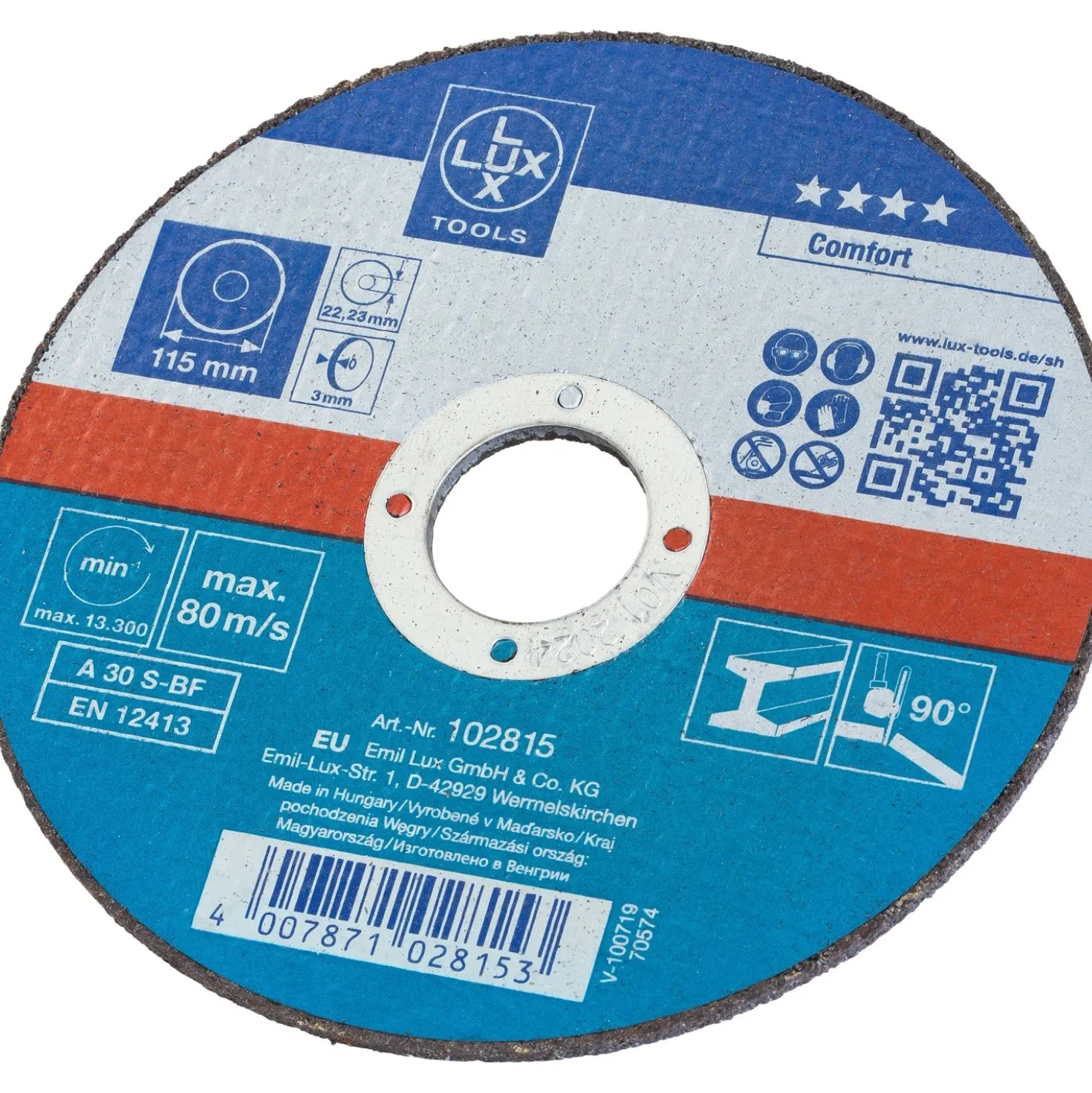 Disco da taglio in fibra piatto per metallo LUX-TOOLS Ø 115 mm