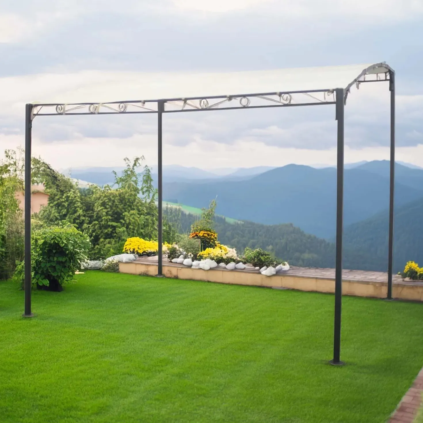 Gazebo pergola in acciaio e poliestere 240x300x250 cm