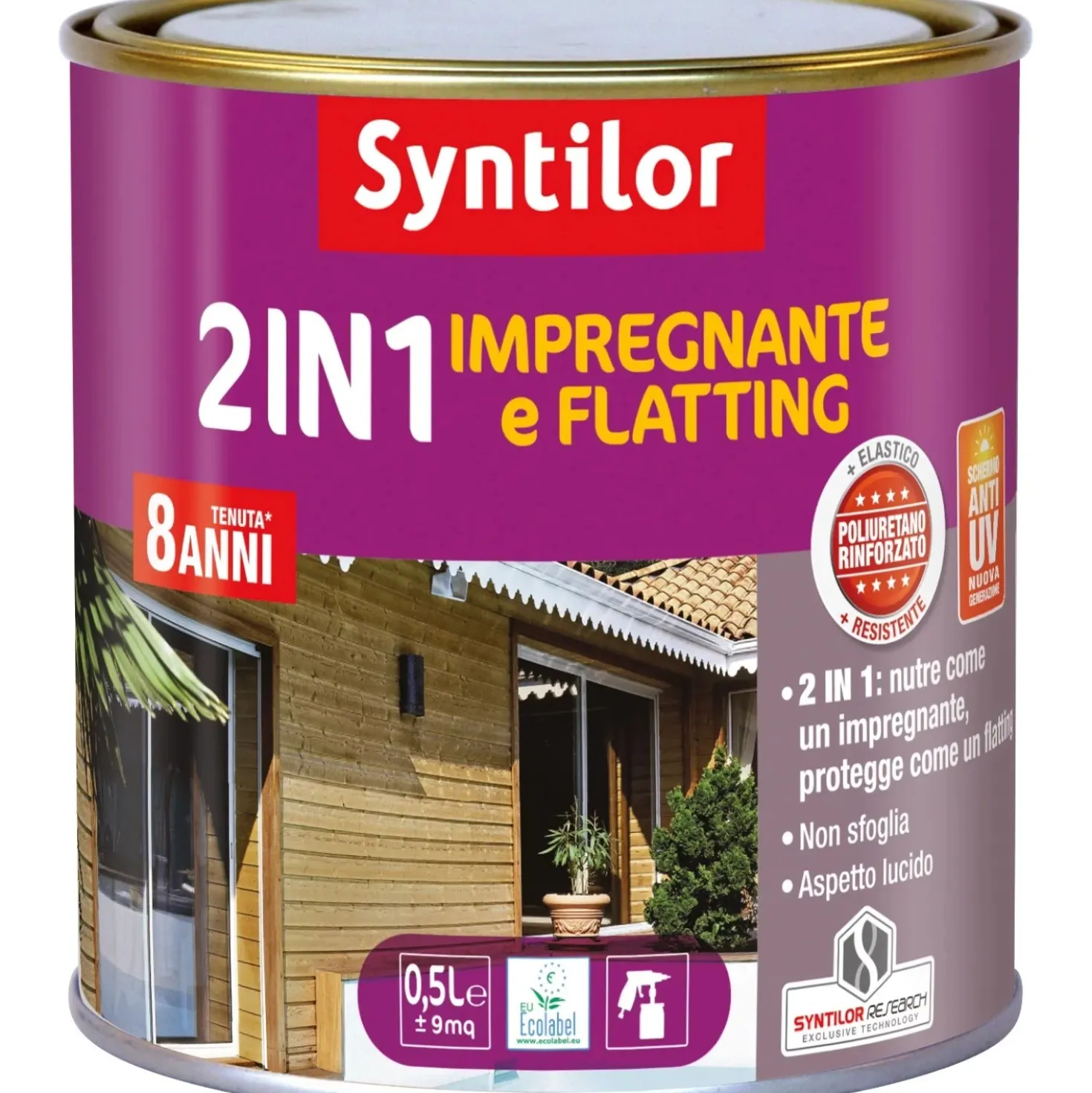 Impregnante per legno e flatting ad acqua effetto lucido teck 0,5 l