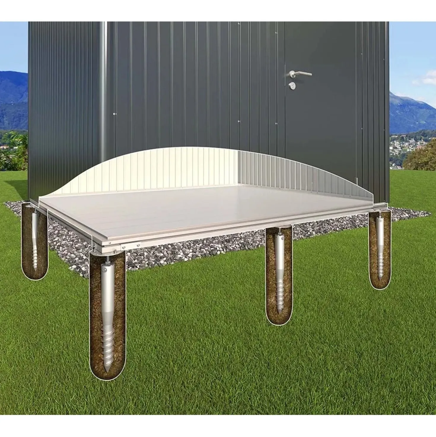 Kit di ancoraggio SmartBase Plus Biohort per casetta da giardino AvantGarde A8