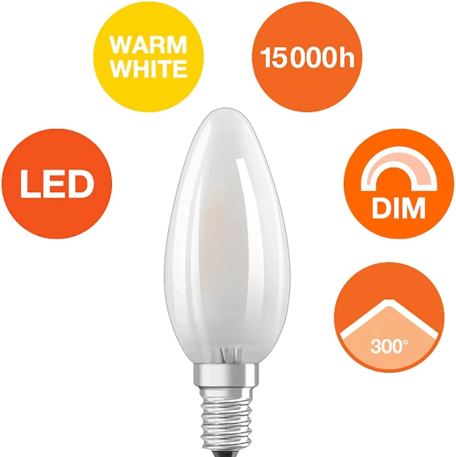 Lampadina LED E14 forma a candela Osram 806lm bianco caldo