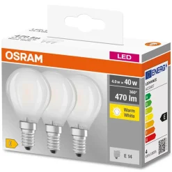 Lampadine LED E14 forma a sfera Osram 3 pz