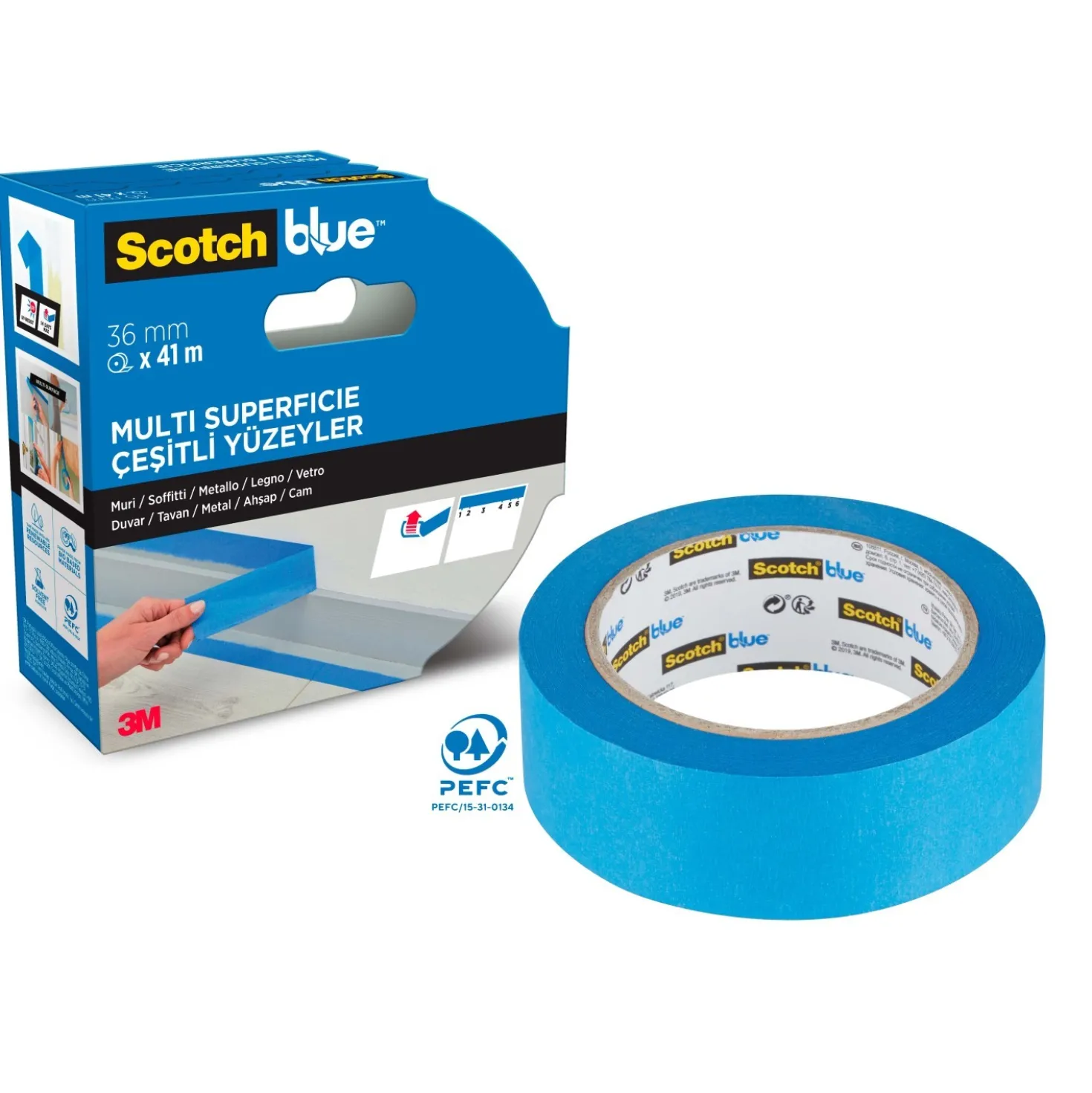 Nastro per mascheratura ScotchBlue 36 mm x 41 m blu