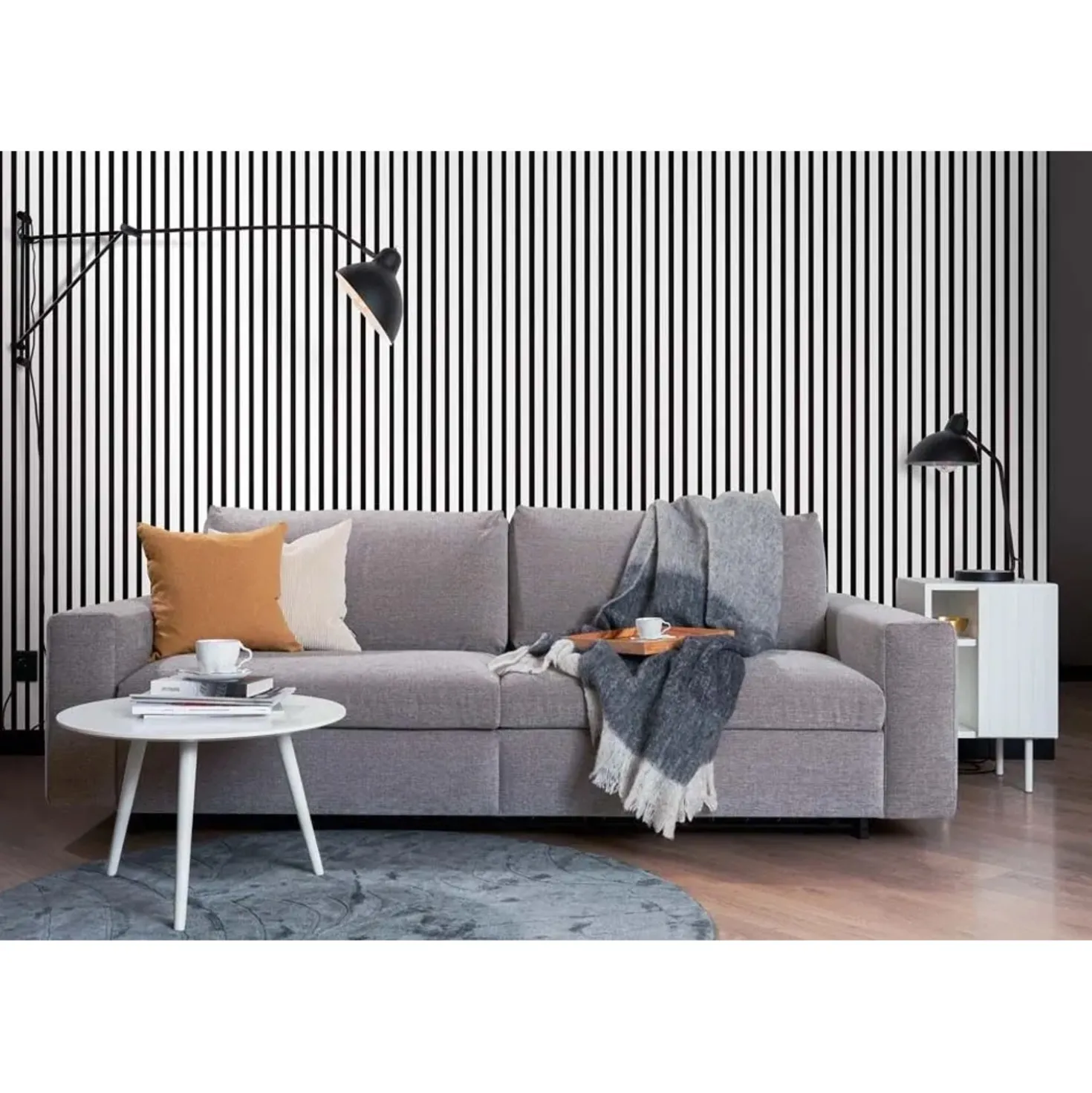 Pannello fonoassorbente decorativo bianco 240x30 cm Sp. 19 mm