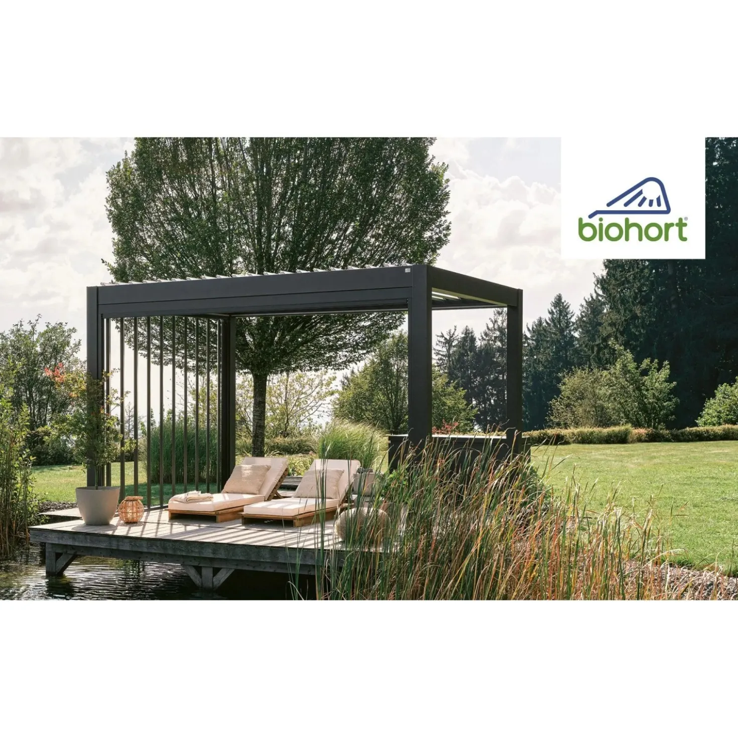 Parete laterale per Pergola Biohort a lamelle grigio scuro met 245x234 cm