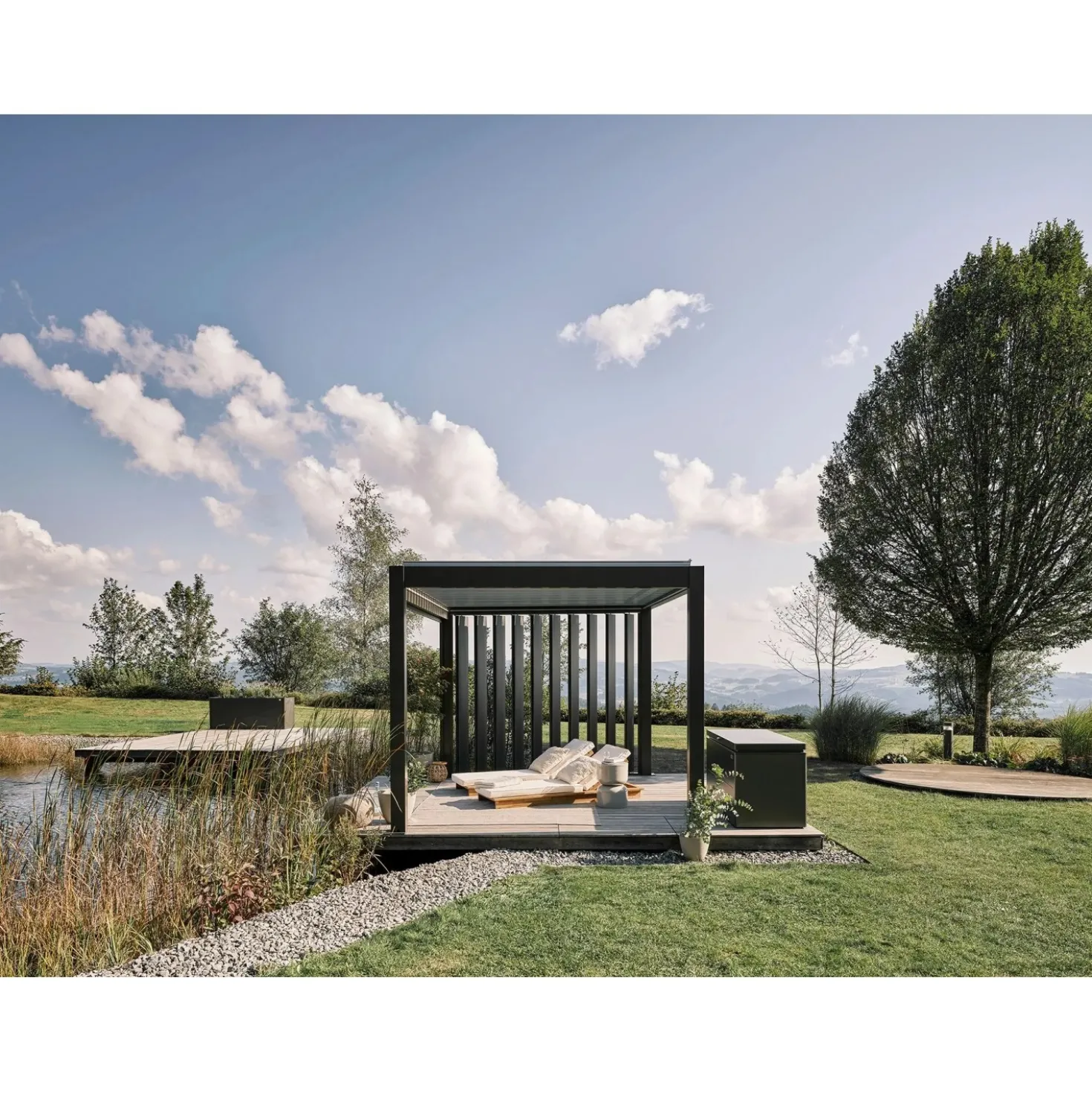 Parete laterale per Pergola Biohort a lamelle grigio scuro met 245x234 cm