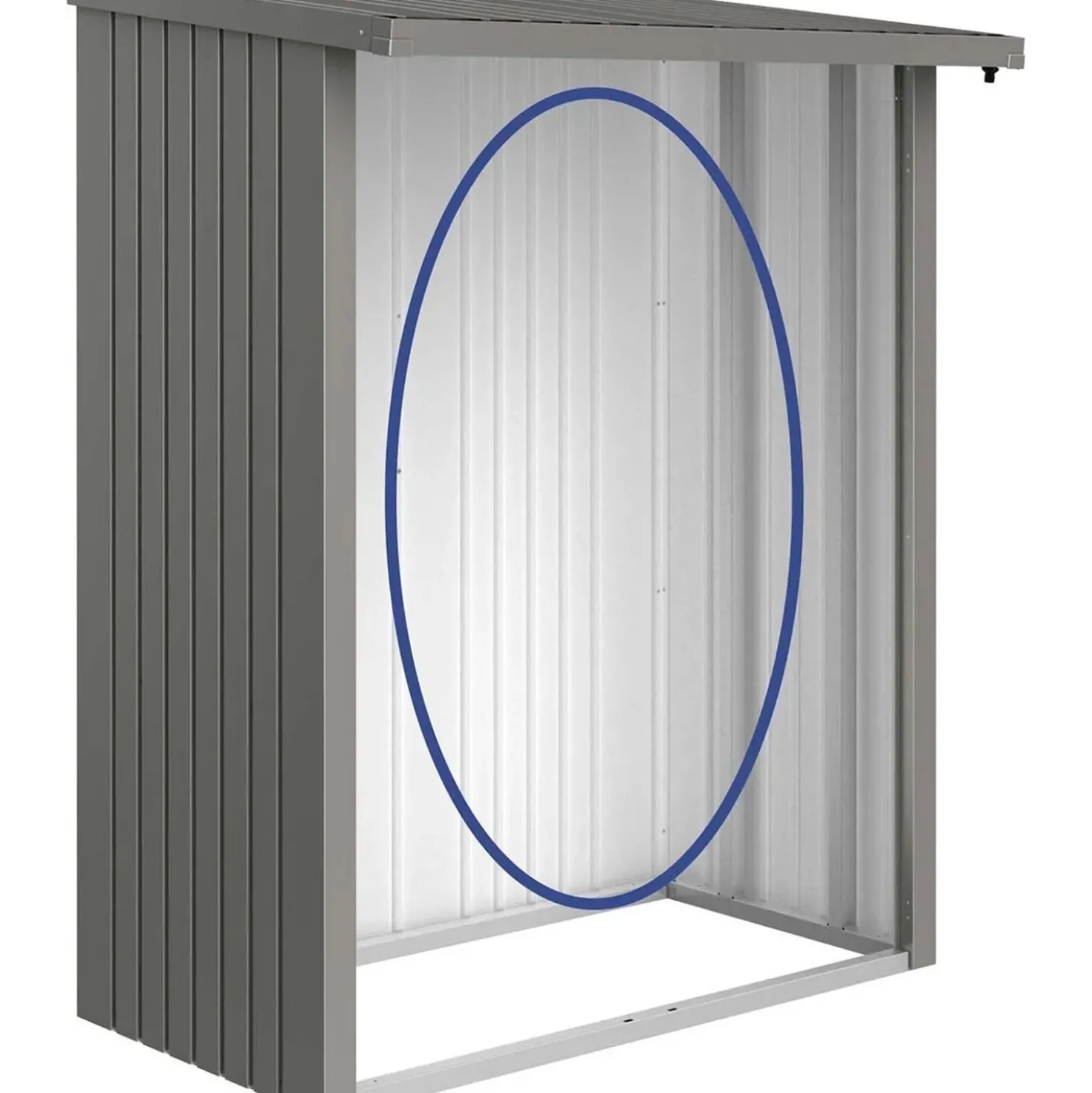 Parete posteriore per legnaia Biohort WoodStock 150 grigio quarzo metallizzato