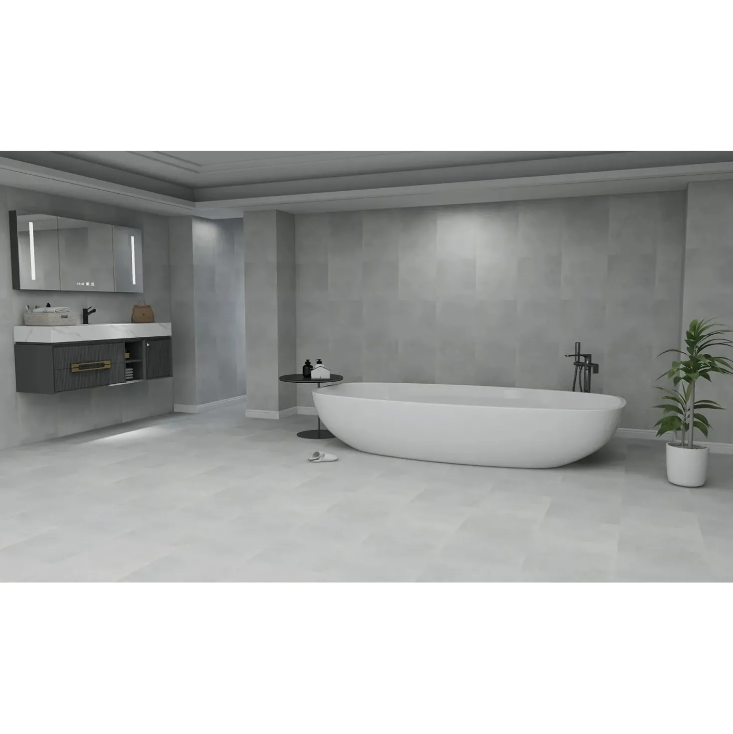 Pavimento SPC Zurich Robust cemento sp 5,5 91,4x45,7 cm