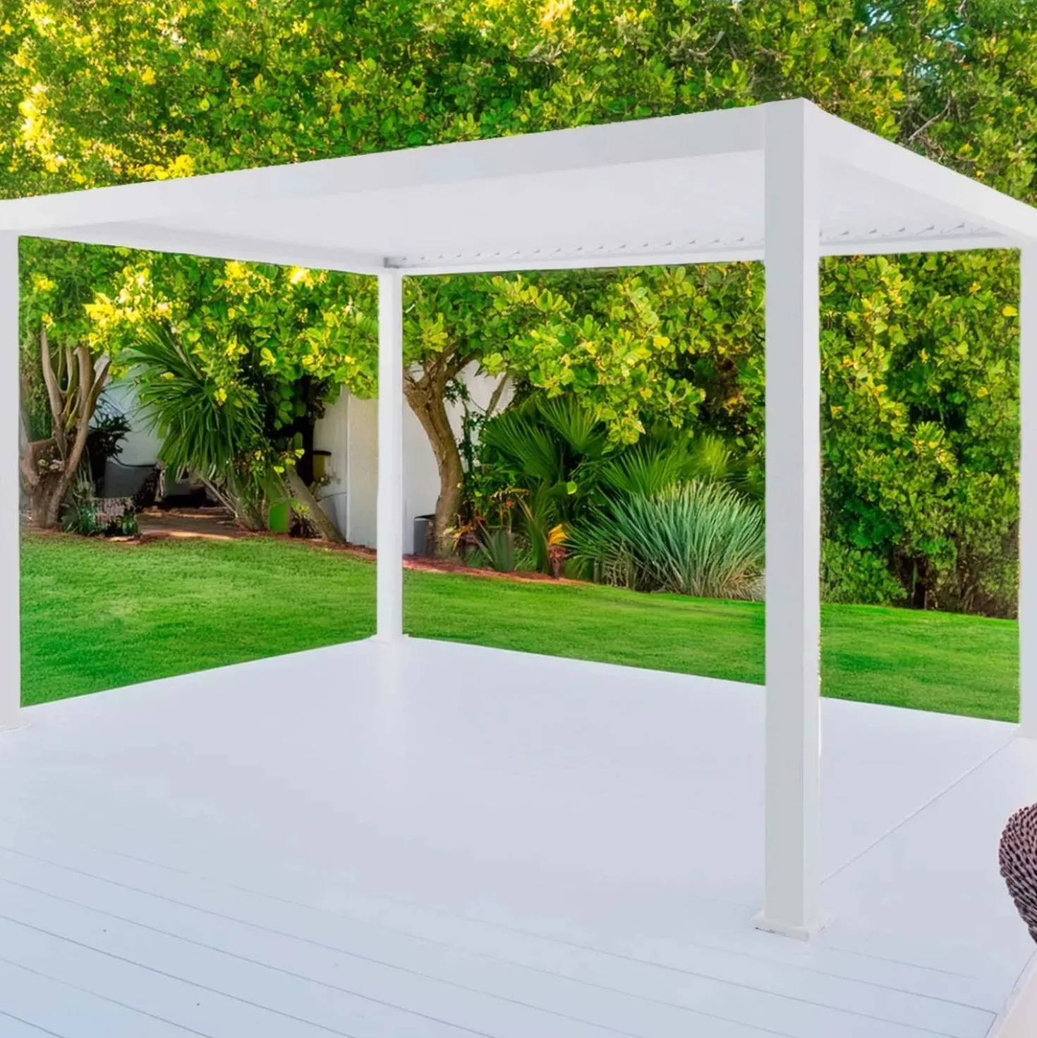 Pergola in alluminio Myara 394x296x250 cm bianco