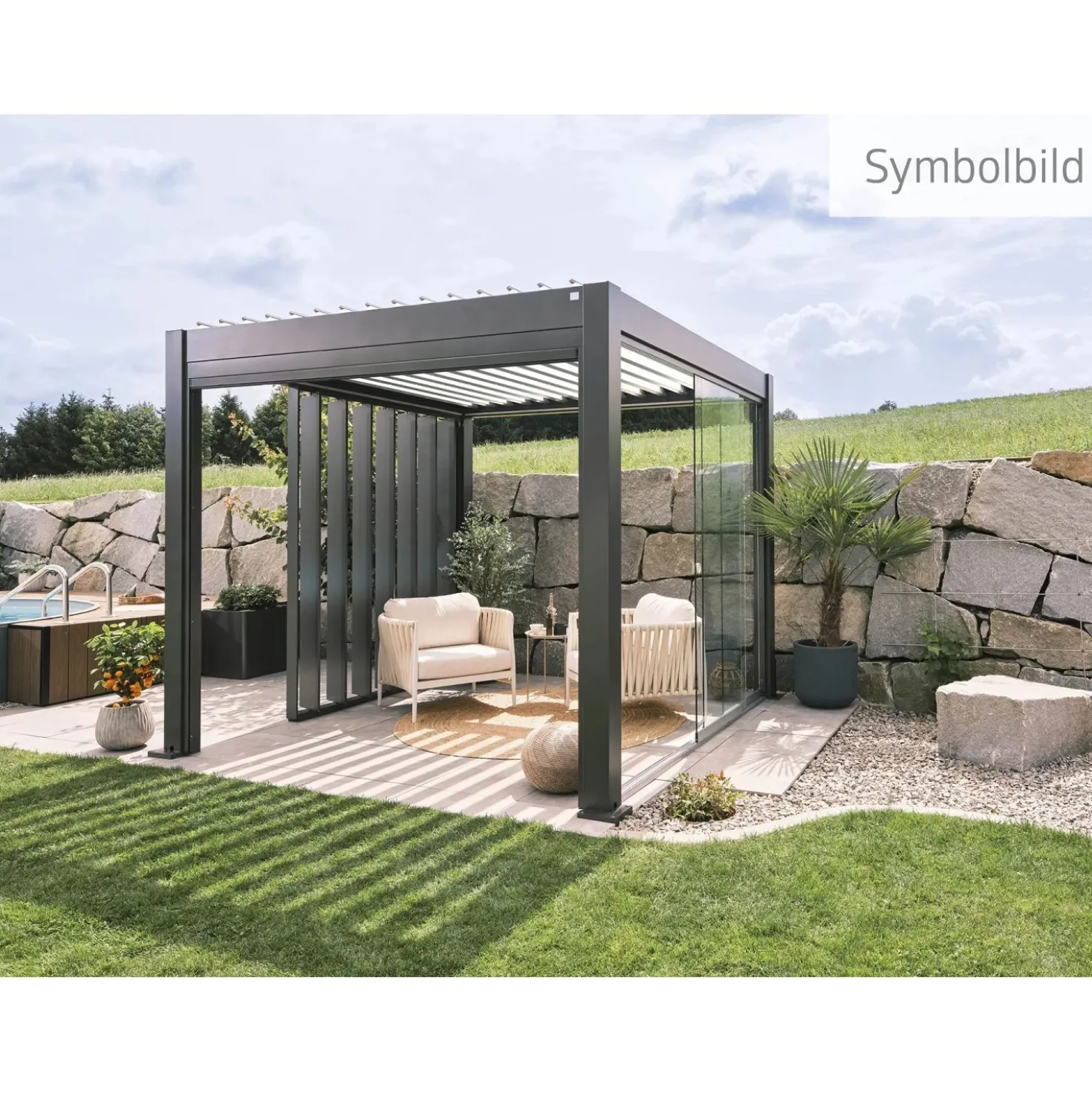Pergola in metallo Biohort grigio scuro/argento 552,5x367,5x264 cm
