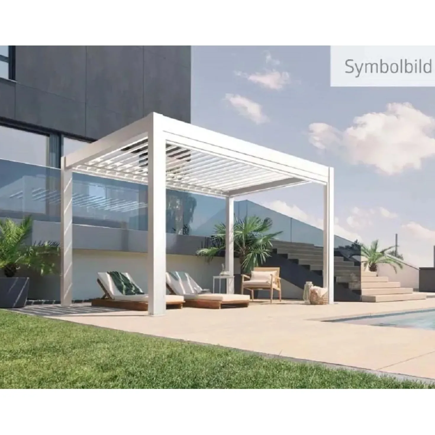 Pergola in metallo Biohort 3,5 m x 3,5 m Bianca