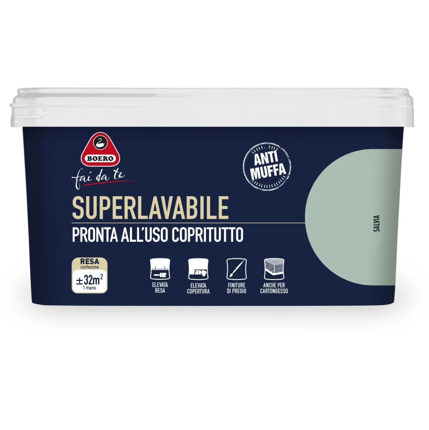 Pittura per interni antimuffa Boero Superlavabile salvia 2,5 l