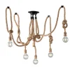Plafoniera Rope Corda 5 luci 250x20x20 cm marrone