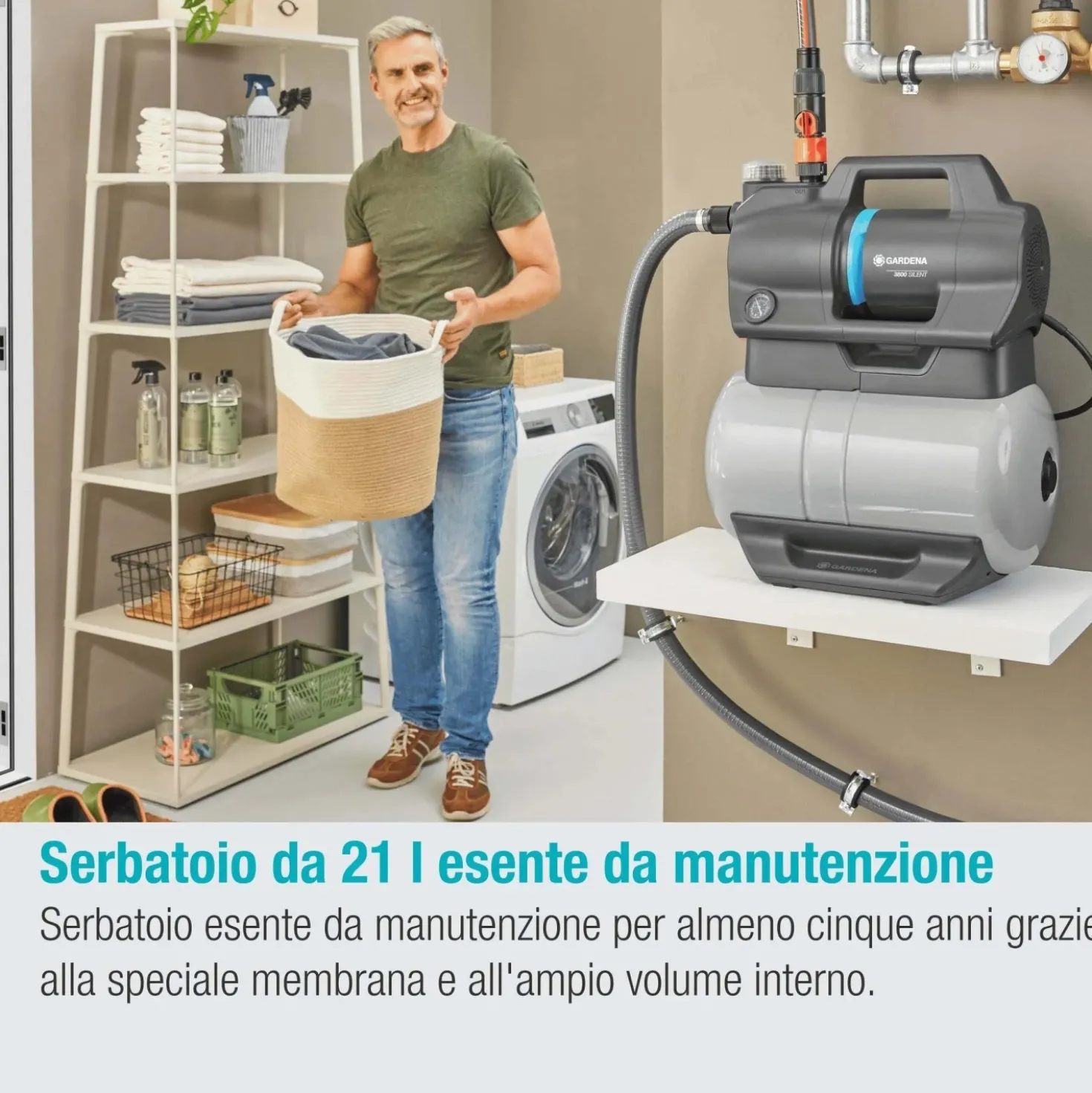 Pompa autoclave Gardena Silent 600W portata max 3800 l/h
